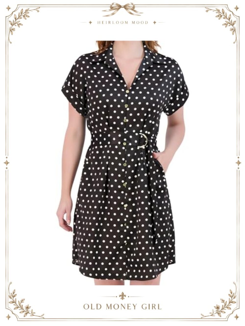 Satin Belted Button-Down Shirt Dress Knee Length Short Sleeve Casual